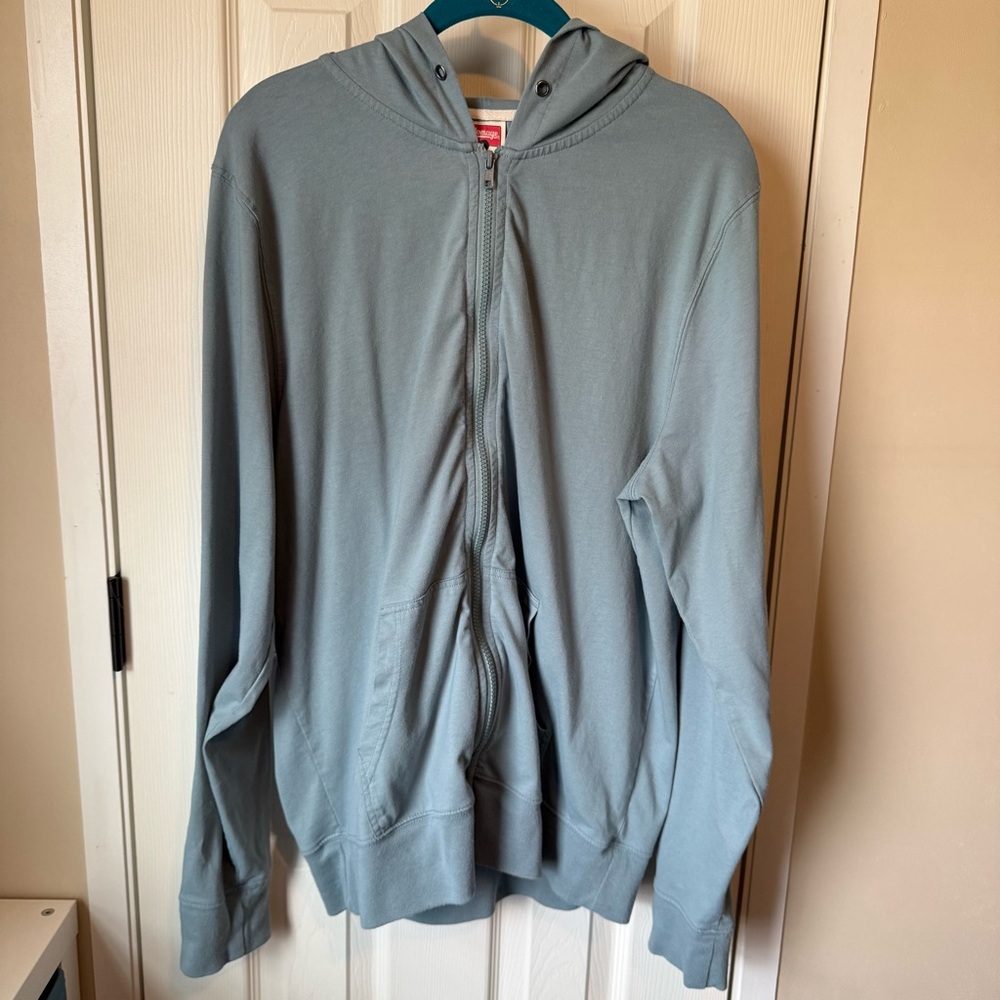 HOMAGE Light Slate Blue Full-Zip Hooded Sweatshirt Large